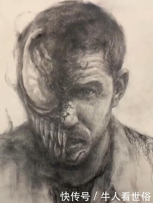 毒液$史上最强美术生, 徒手绘画毒液, 成品看的网友失神