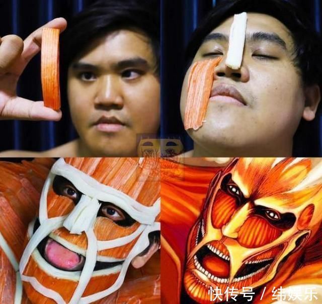 番茄酱|泰国小哥低成本cos,教你用一袋番茄酱cos艾伦,泡泡糖变战锤巨人