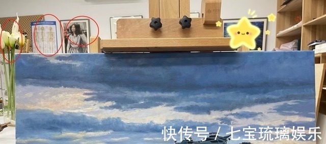 油画!12岁王诗龄晒油画作品,意外曝光画室内景,画作曾被拍卖至10万元