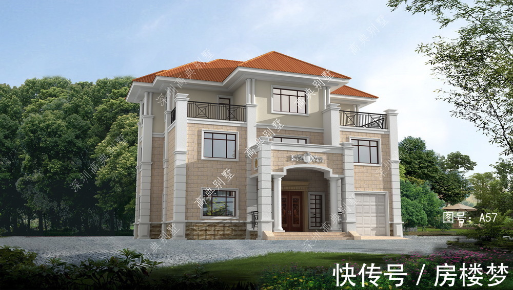 欧式|这款欧式别墅设计,外观简洁精致,施工方便。