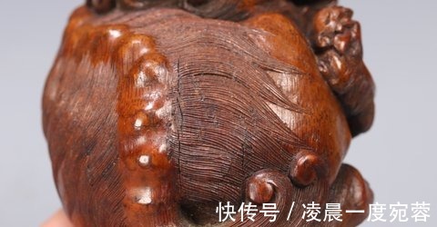 竹雕$清代,竹雕太狮少狮摆件