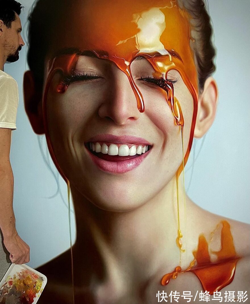 模特@艺术家向模特脸上泼蜂蜜？20张超逼真的作品，照片不过如此