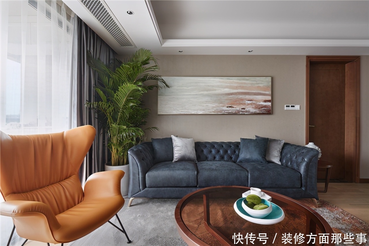 卧室|100平混搭风三居室，经典蓝优雅兼具着时尚