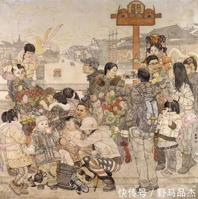 晚风|中国著名画家桑建国工笔人物画作品欣赏