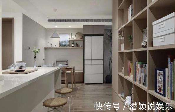 装饰|84㎡日式温馨时尚空间L型书架式电视墙，颜值高又可当收纳