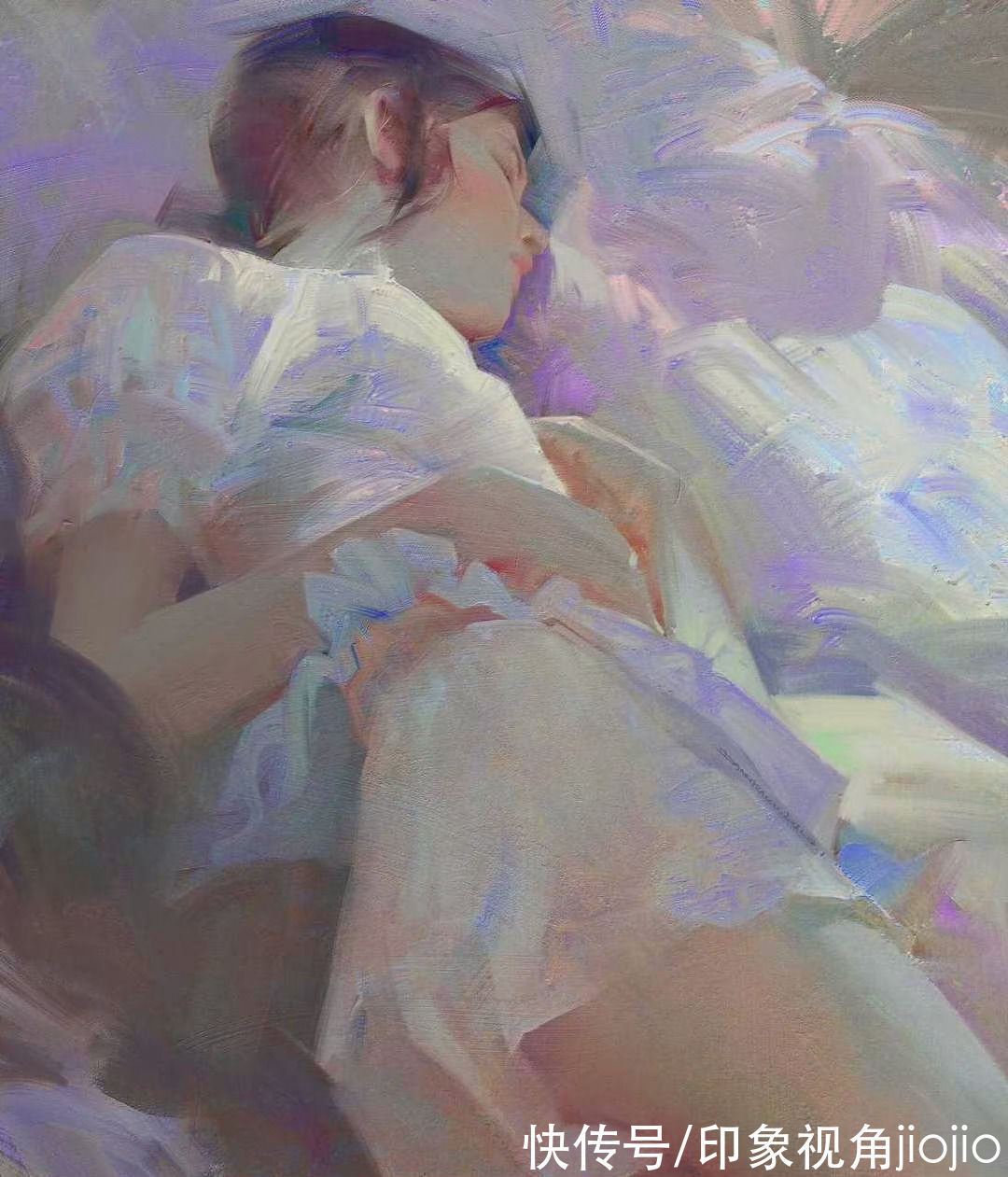 插画作品$高级油画质感的插画作品,笔下的白衣少女太梦幻了