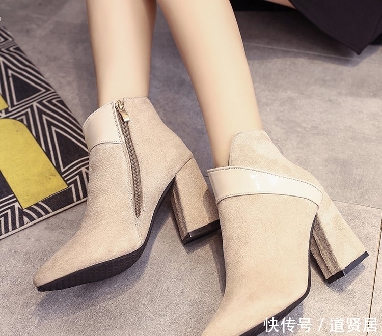 粗跟尖头短靴低跟百|又出一女鞋东北鞋,又叫“踏雪鞋,女人设计,上脚特好看