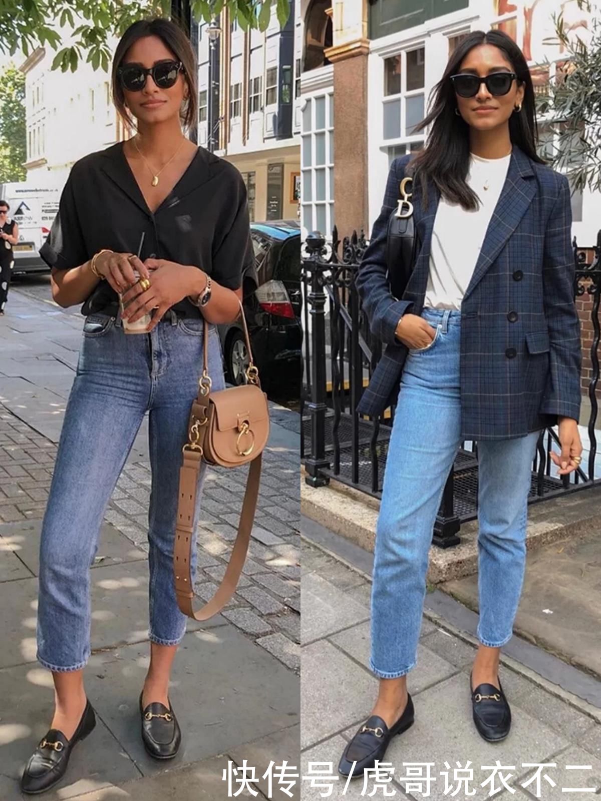 九分牛仔裤关键在鞋子，有品位的女人会配这3种，百搭时尚显气质