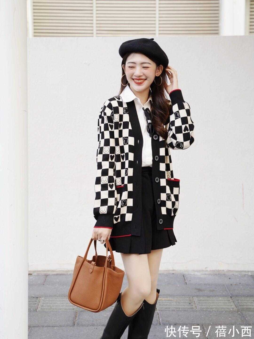 贝雷帽 初春别只知道穿卫衣,试试针织衫+半身裙的搭配,轻松美出新高度