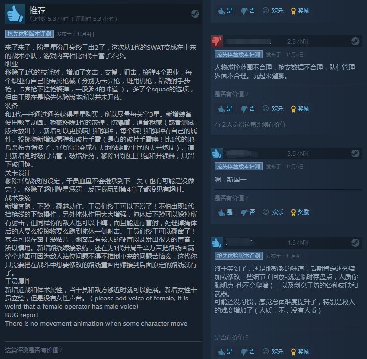 提升|Steam《破门而入2》特别好评：玩法、画质均有提升 期待中文补丁