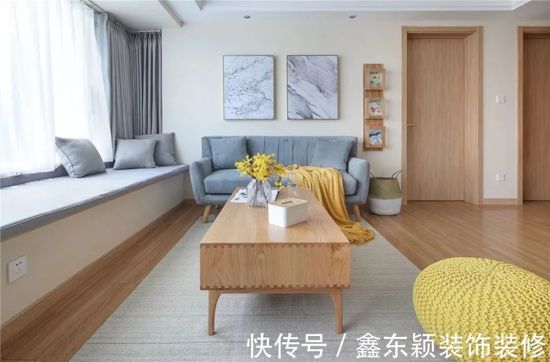 小户型|92平的北欧风小户型案例,大飘窗把客餐厅都连在一起