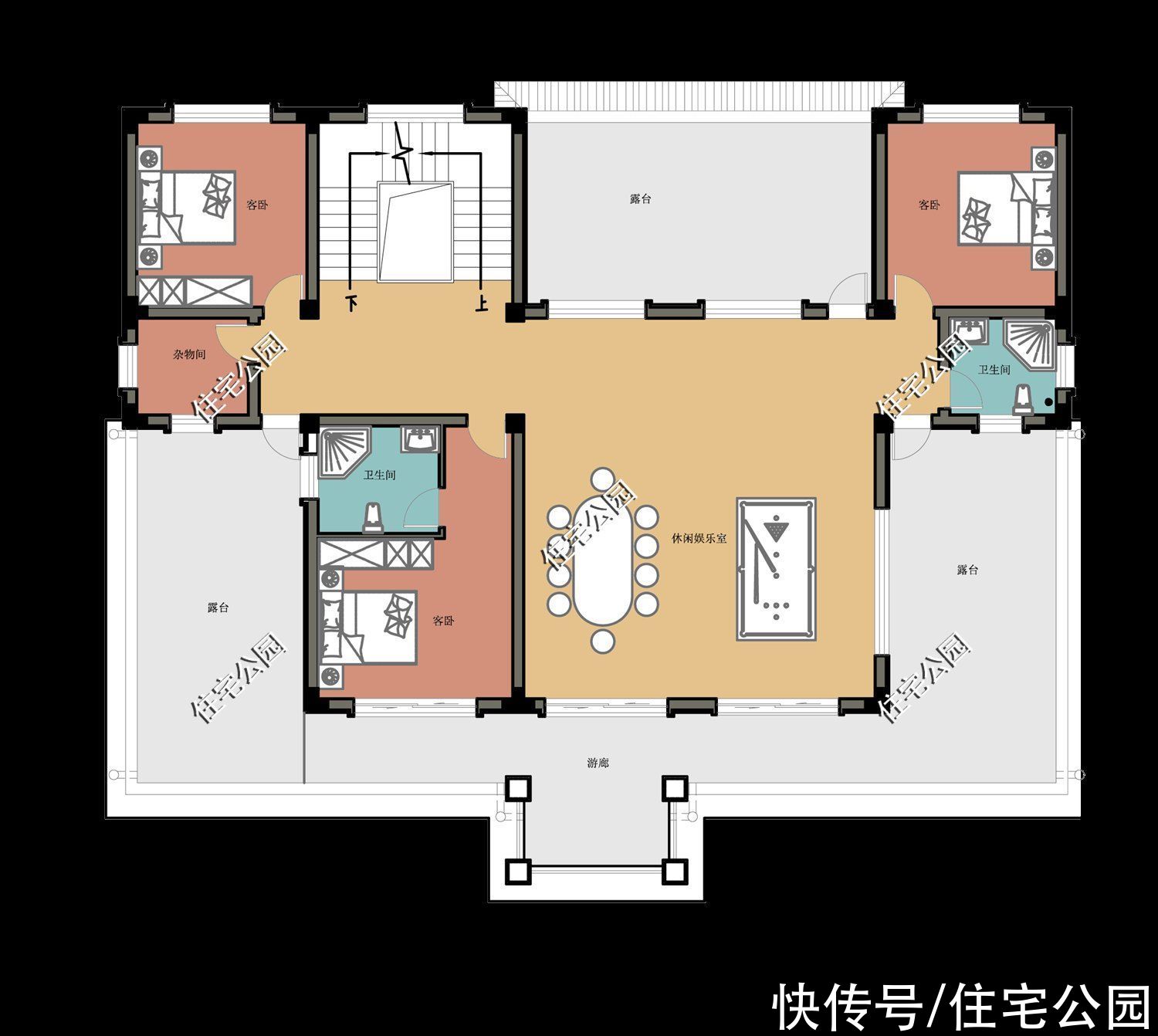 大红灯笼高高挂|2021年就盖这套新中式美宅吧，室内布局没得挑，对称外观更受好评