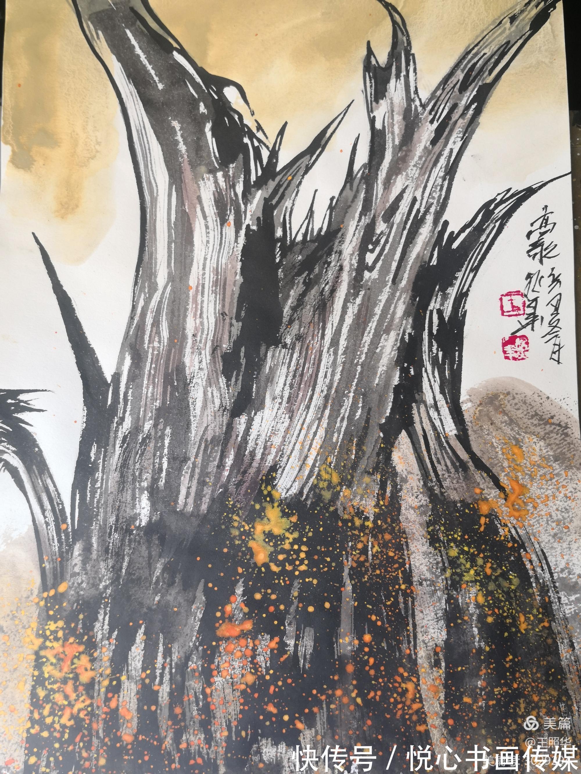 大漠英雄!中国鹰王、胡杨大师王照华虎年迎春新作《大漠英雄》