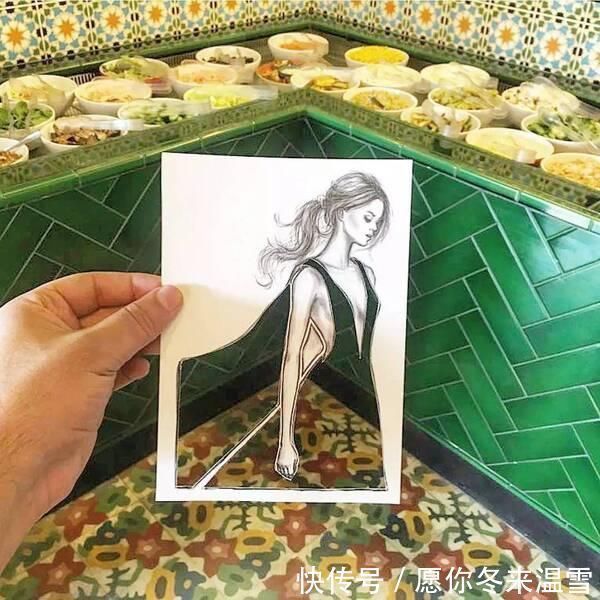 印花!这才是灵魂插画师!手绘图只画一半也惊艳,这衣服效果比高定还美