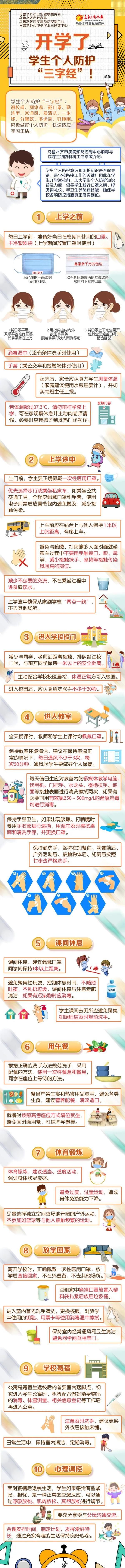 乌鲁木齐市中小学校要错峰开学了 这份学生防护指南请查收