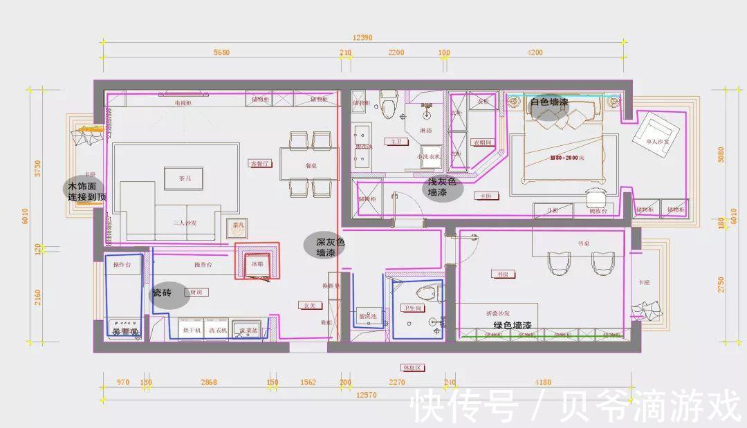 投影布|83平两室一厅，北欧风格，客厅电视和投影布都有，想看啥看啥