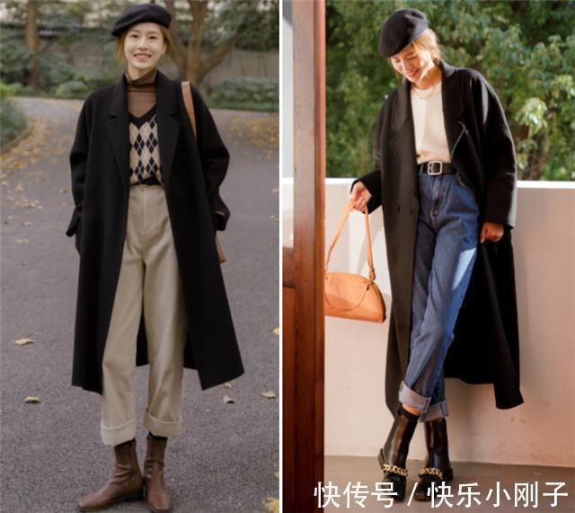 搭配 今年流行不拖沓的高筒裤,搭短靴搭配长大衣,洋气显瘦又很高级
