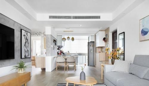 水泥|12万装122㎡三居北欧风,水泥背景墙个性十足,闺蜜都夸洋气