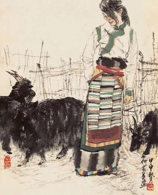 绢本!国画:何家英画笔下的怜怜女儿态,不同寻常的美感!