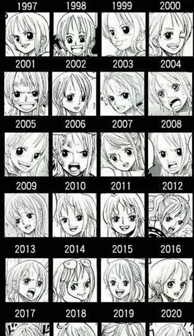 草帽海贼团|海贼王漫画画风的改变,路飞到中年像卡普,娜美越活越精致