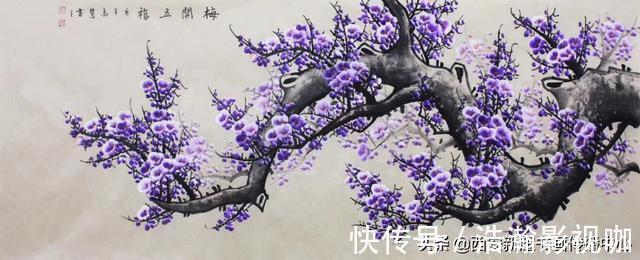 国画@国画收藏，工笔画梅花牡丹，《品若梅花香在骨，人如秋水玉为神》