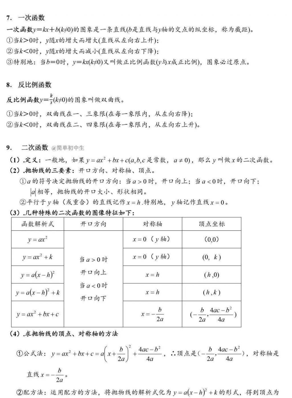 初三|最全初中数学公式表，初一到初三都能用！