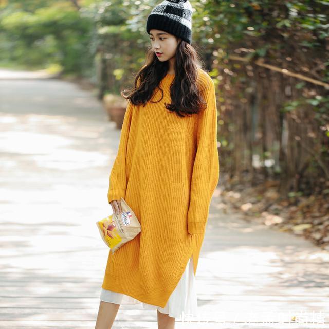 针织连衣裙 过膝超长毛衣裙,藏在大衣里优雅时髦还温暖