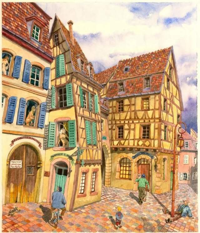 水彩&颇有想象力的插画:童话故事般的建筑水彩