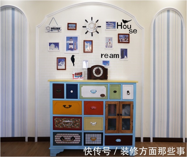 背景墙处|125平地中海风三居室,给孩子和父母一个阳光充足的娱乐空间