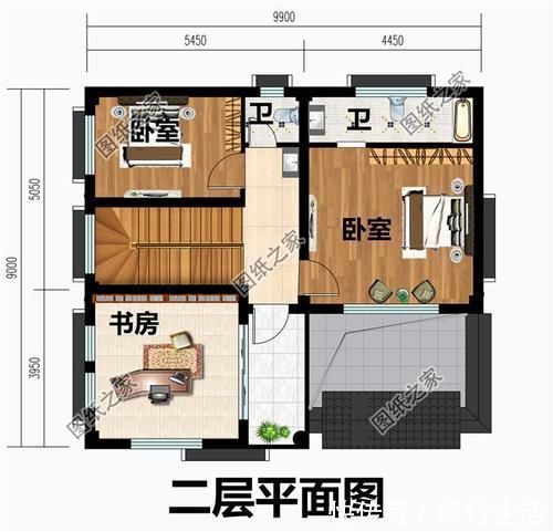 小户型|农村9乘9米左右的二层建房图，占地小巧，来年住进去的就是你