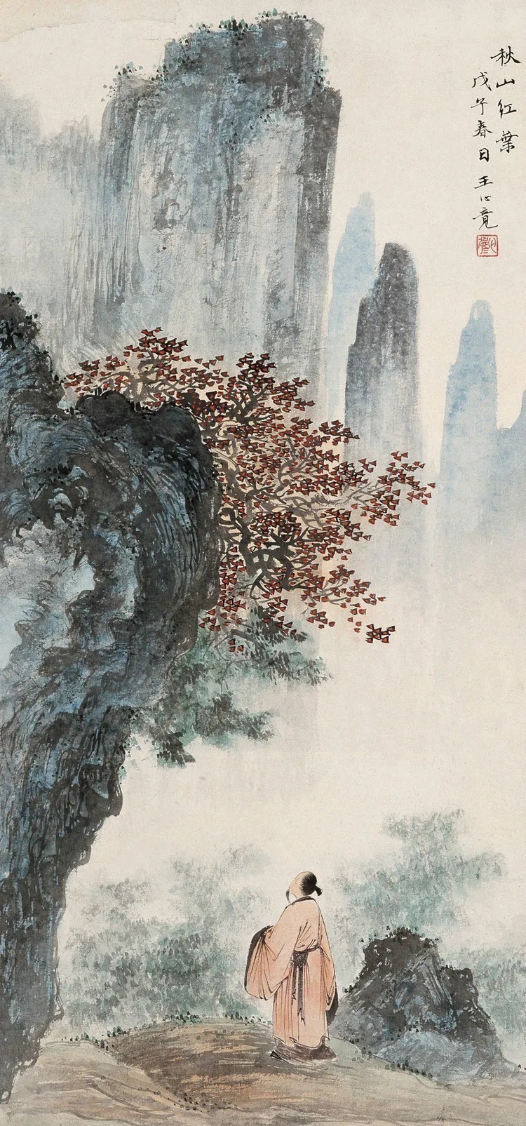 湖社画会&这山水画风清秀劲峭,气势开张,细腻典雅,笔法精致!