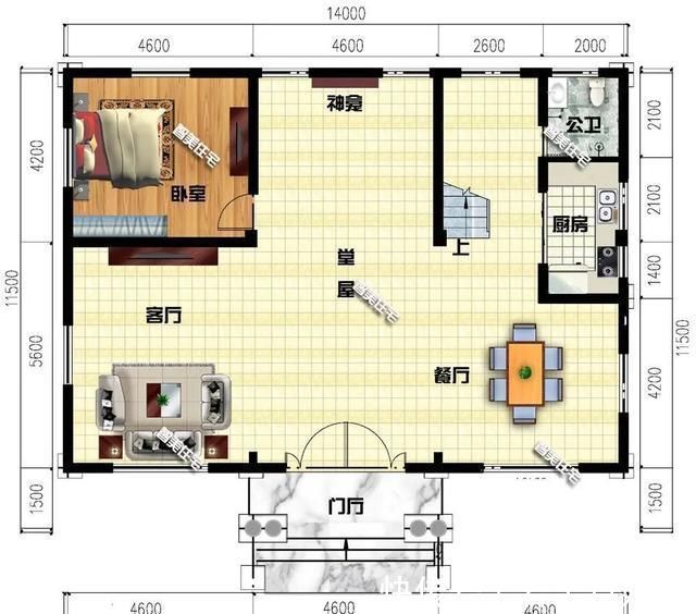 堂屋|面宽14米上下，室内带堂屋的农村别墅，第一栋造型简单施工易