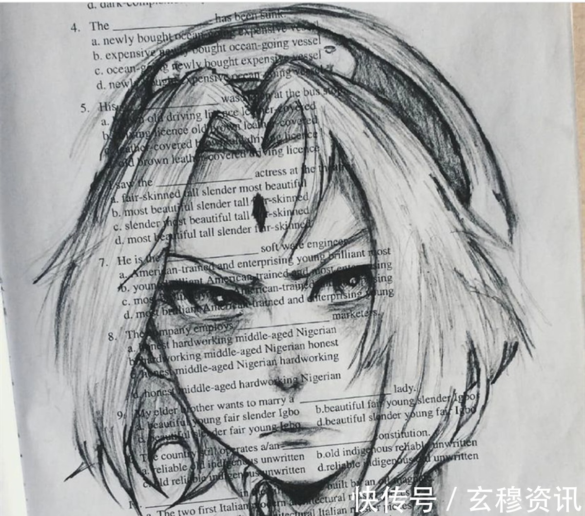 英文$画师上英文课开小差,画出了经典的人物形象,难道美术课不能画吗