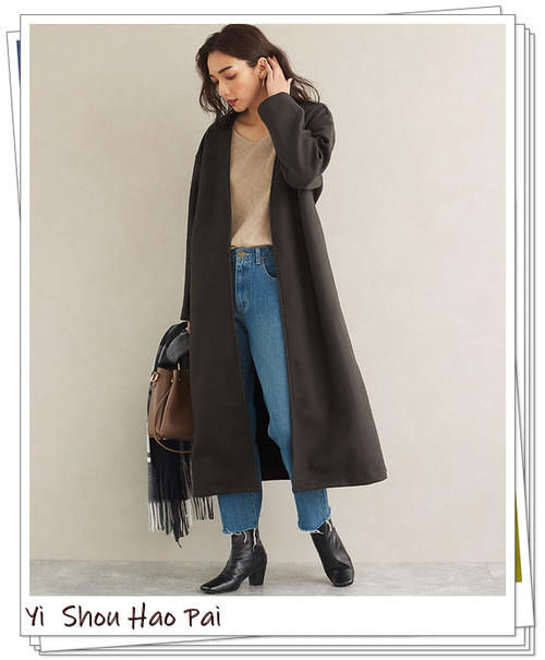  外套|适合40岁女人的无领大衣外套搭配示例！显简洁提气质