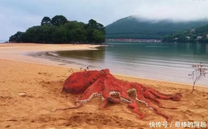 他创作出超写实的沙雕动物,一头用沙子堆成的公牛,引起轰动