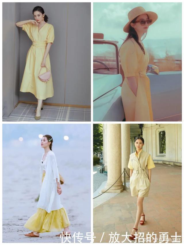 除了淡黄色,今年更流行“奶油黄”穿搭,气质又显白