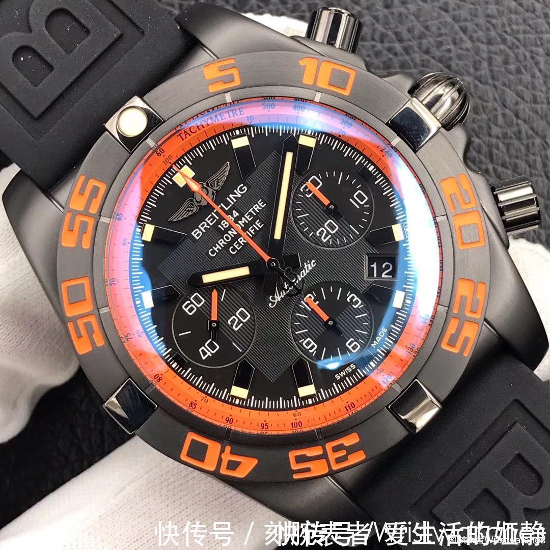 gf厂 GF厂百年灵机械计时黑鹰橙圈复刻表细节质量评测!