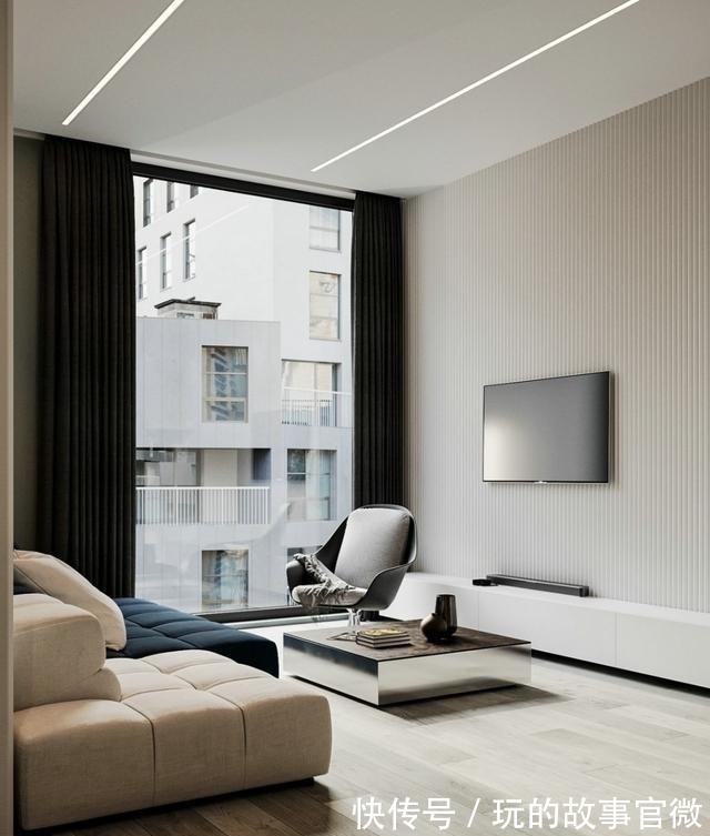 气度|极简一居,以波纹板做背景墙,有高度,也有气度!