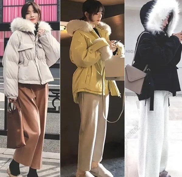 羽绒服 今年流行的阔腿裤搭配什么样上衣好看,显瘦还显高
