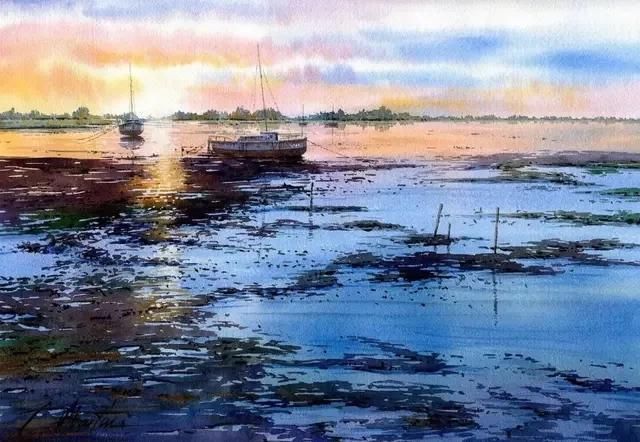 水色|西班牙艺术家的水彩风景画水色交融、生动自然,太迷人了