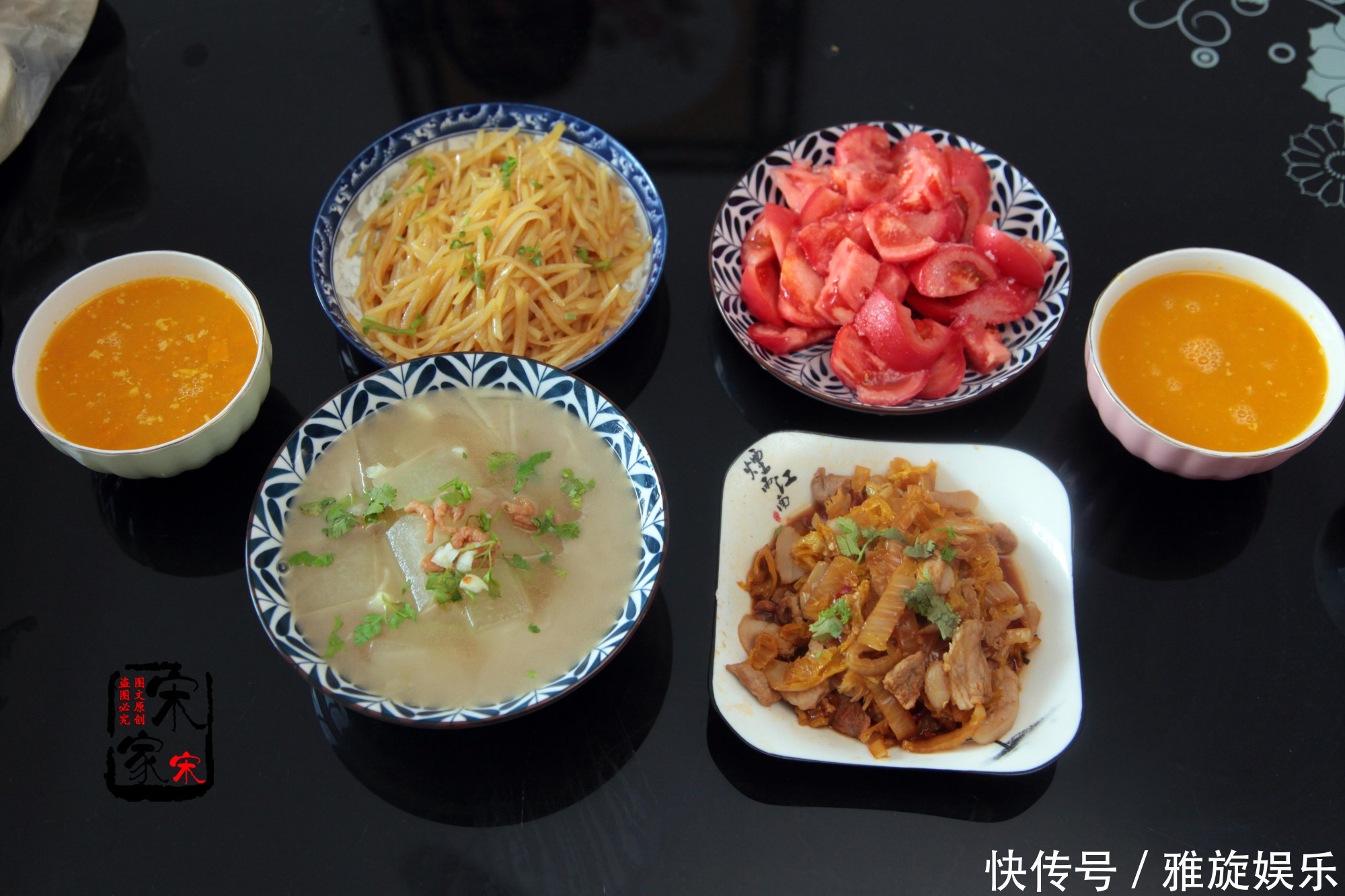  北方普遍的晚餐，炒4道菜熬1锅粥，没有大鱼大肉，一样能吃撑！