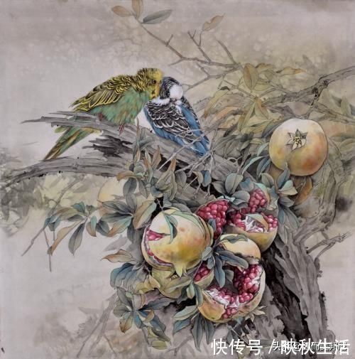 工笔画@当代工笔领军人物李喆，他创作的工笔画鸟语花香、走兽顽皮可爱