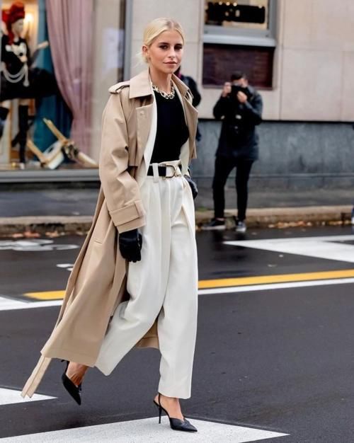 风衣＋豆腐裤，今年入春必学穿搭，年过40也很时髦