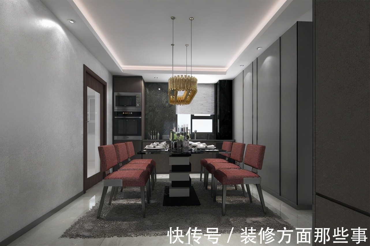 简约风|120平现代简约风三居,酒红色的电视柜很时尚