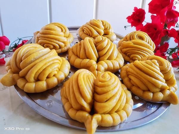 发酵|南瓜心形花卷(一次发酵)