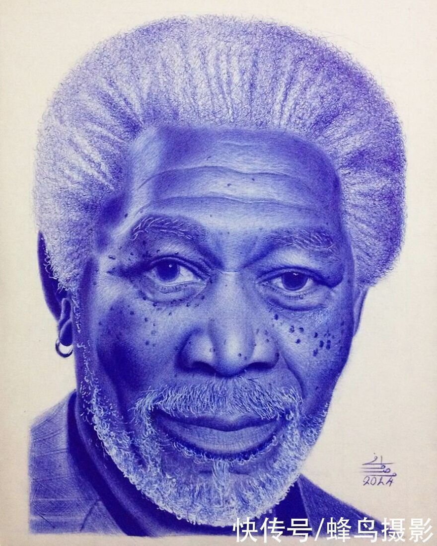 肖像&有这水平还要相机干嘛?30张圆珠笔画,图1画了一个月细到毛孔