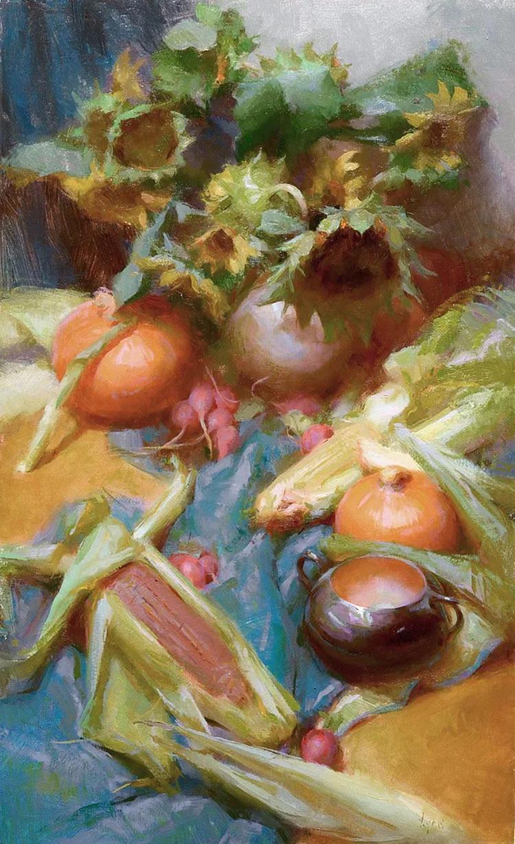 油画作品|好久没见过这么准的造型了,她的用色也超扎实!