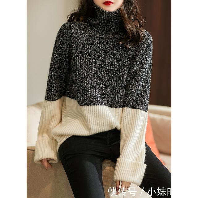 设计|穿的气质颜值就是高,初冬一件高领毛衣配裤装,美的同事都羡慕