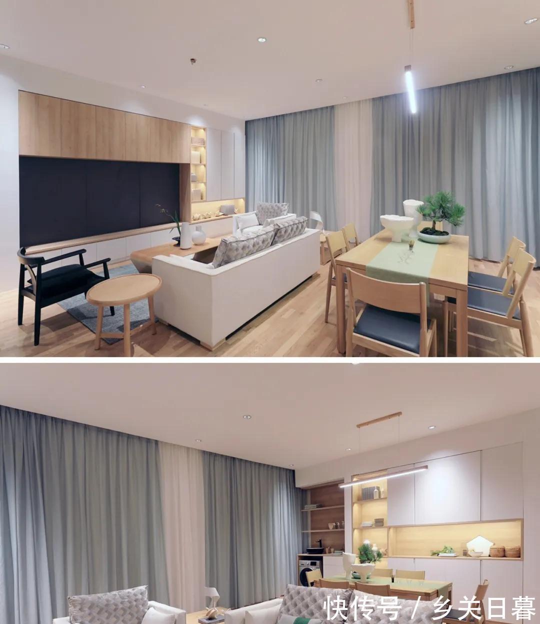 美滋滋|横厅装修找到模板了!沙发往前挪1米2,多排储物柜用美滋滋