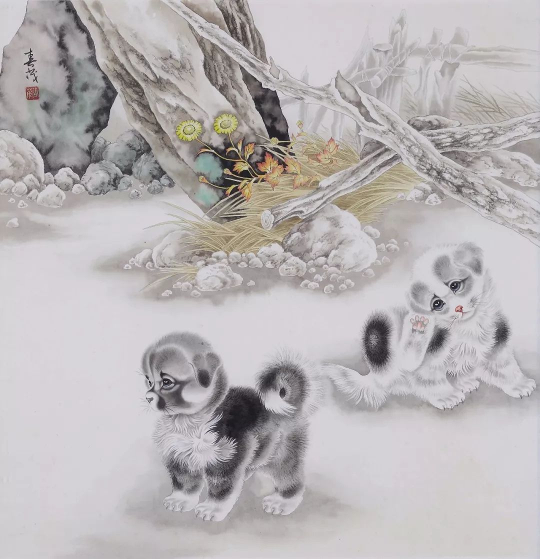 代表作品@米春茂笔下的猫,趣萌可爱,稚气童真